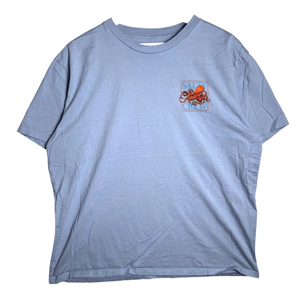 Salty Crew Mens Large Light Blue Octopus Graphic Classic Tee Fishing T-Shirt - Picture 3 of 7